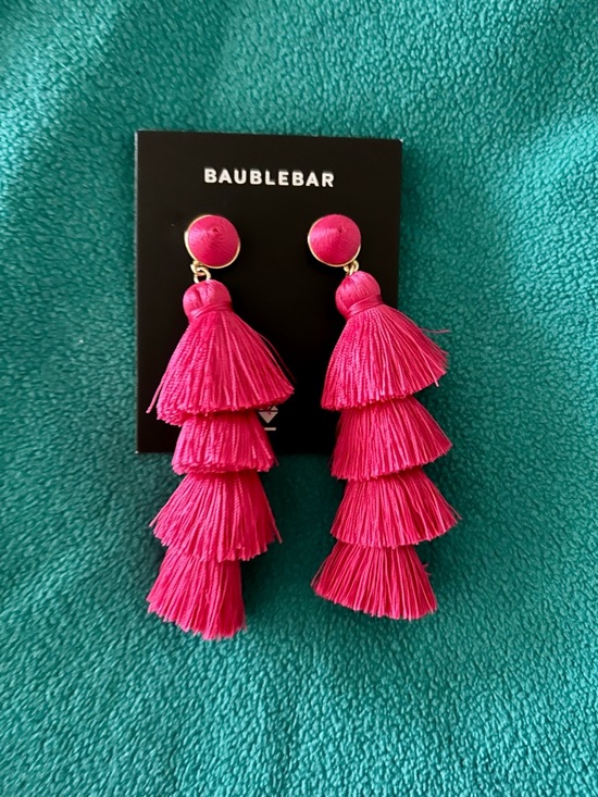 BaubleBar Jewelry - BaubleBar Fuchsia Tiered Tassel Drop Earrings